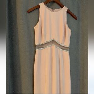 Aqua Dress Pastel Pink Formal Gown with Rhinestone Waist